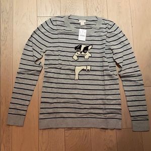 J Crew womens sweater with Boston Terrier
